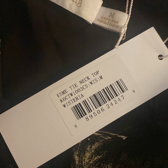 Bishop + Young Esmeralda Tie Neck Top Wisteria Size Medium - Picture 4 of 6